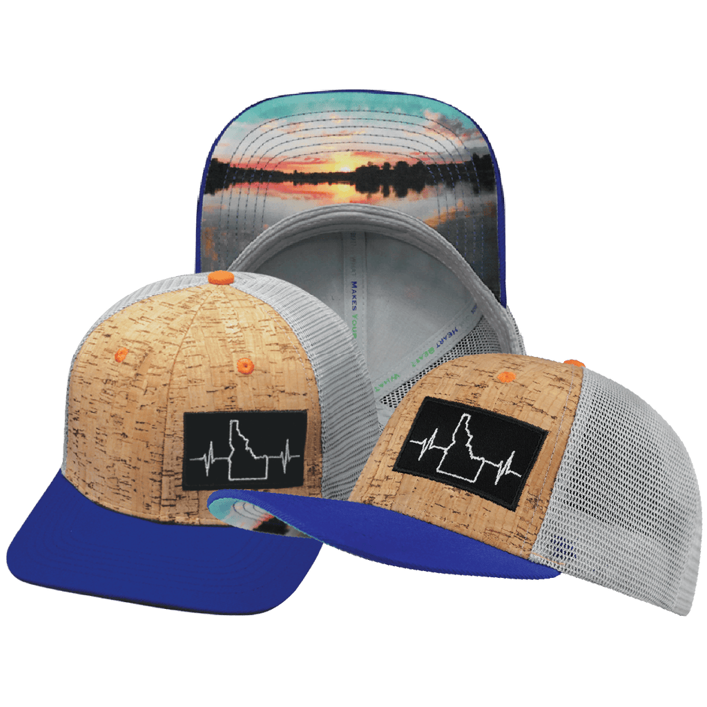 Idaho Hat - Baseball Hat Fit - Cork - Royal Blue / Gray - Trucker Mesh