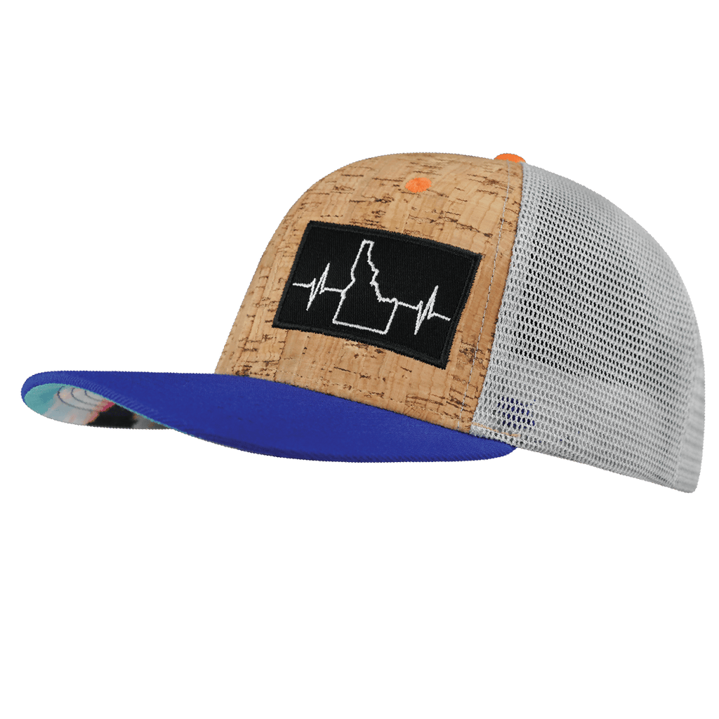 Idaho Hat - Baseball Hat Fit - Cork - Royal Blue / Gray - Trucker Mesh