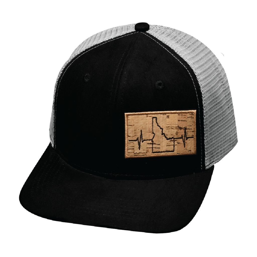 Idaho Hat - Baseball Hat Fit - Suede - Black / Gray - Trucker Mesh