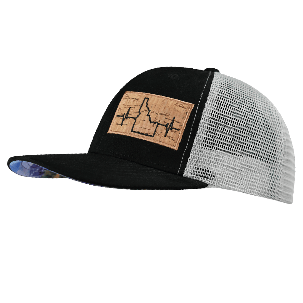 Idaho Hat - Baseball Hat Fit - Suede - Black / Gray - Trucker Mesh