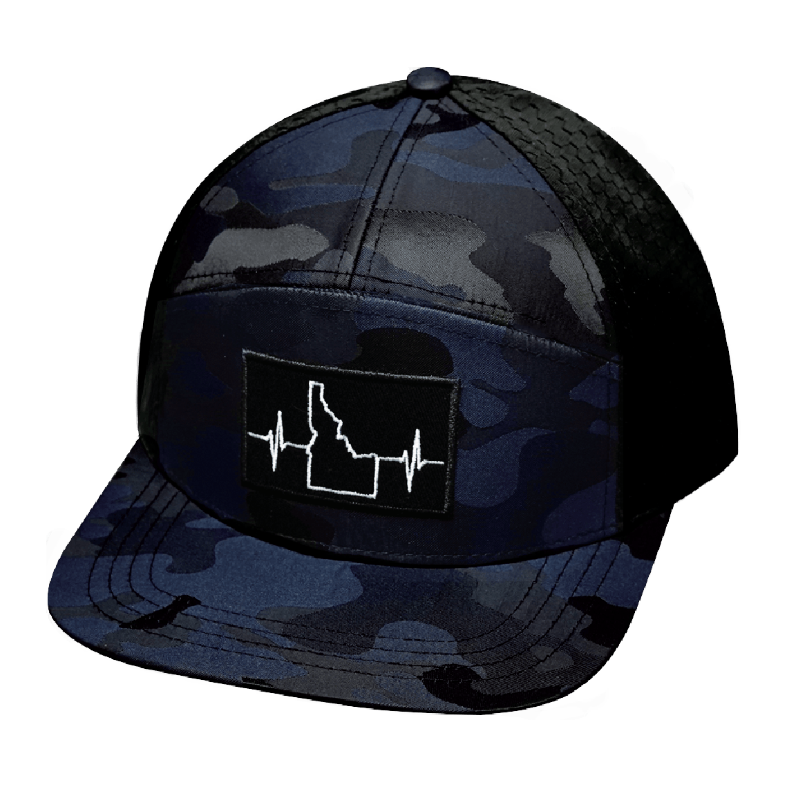Idaho Hat - Flat Bill - Navy Camo / Black - Laser Mesh