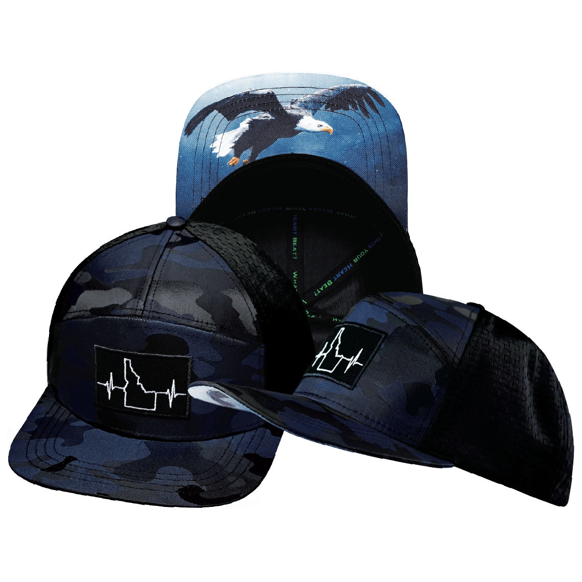 Idaho Hat - Flat Bill - Navy Camo / Black - Laser Mesh