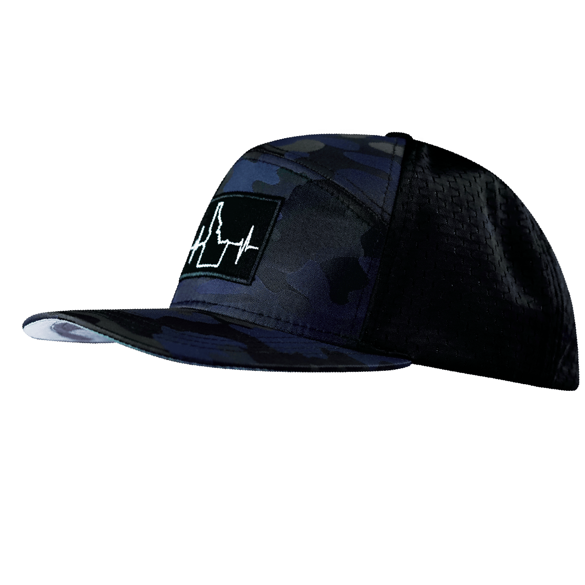 Idaho Hat - Flat Bill - Navy Camo / Black - Laser Mesh