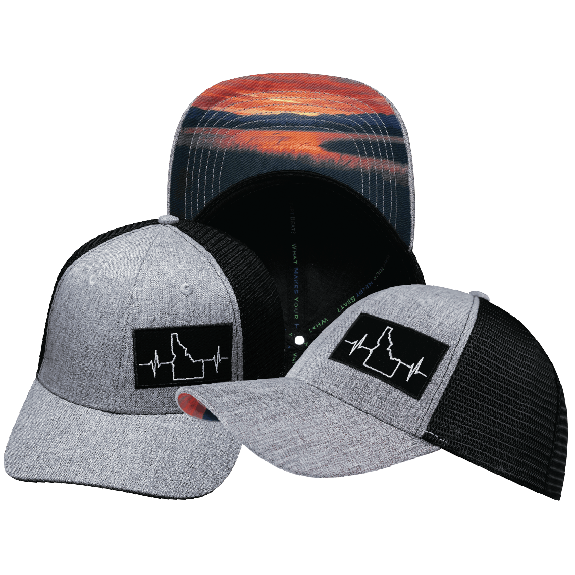 Idaho Hat - Low Profile - Heather Gray / Black - Trucker Mesh