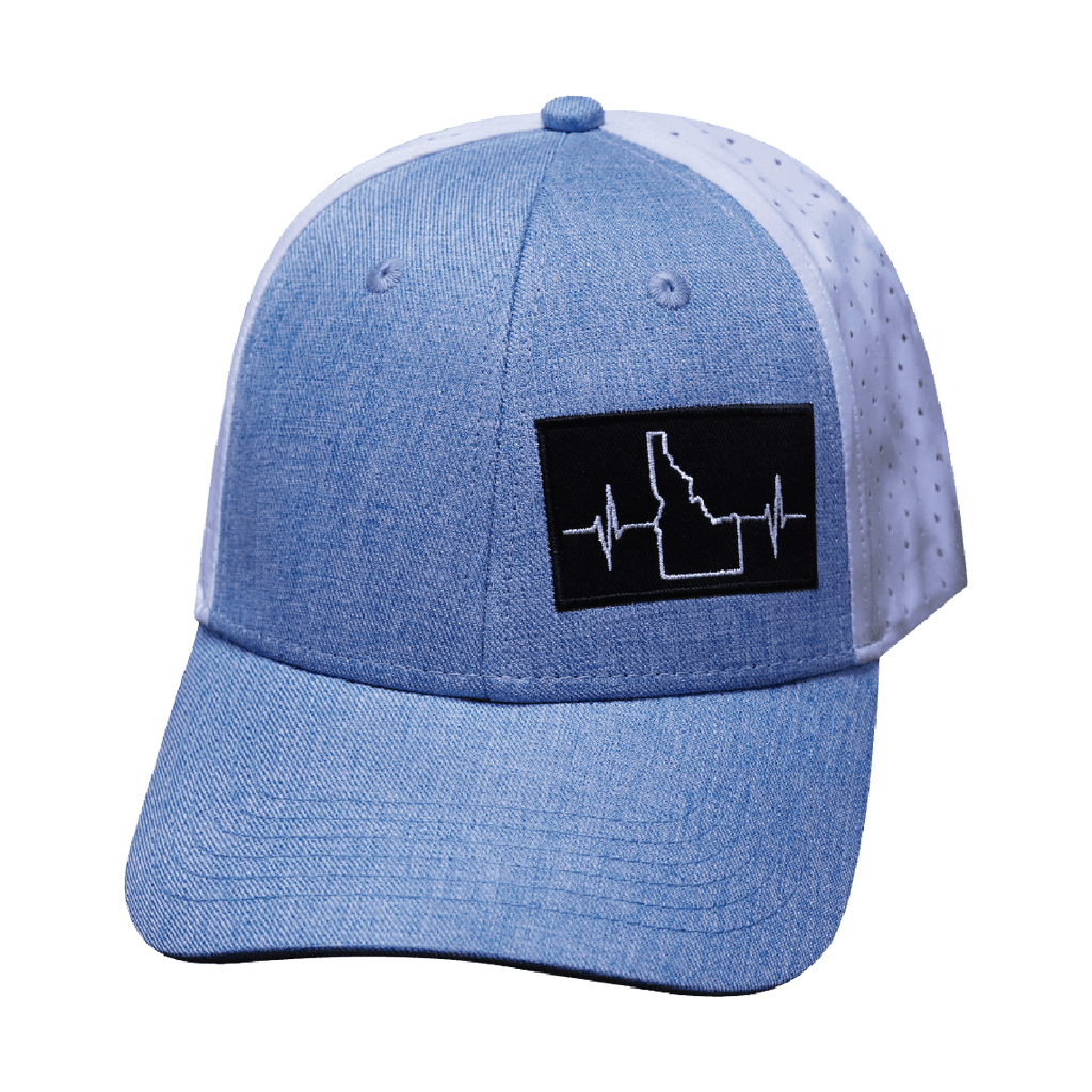 Idaho Hat - Low Profile - Ponytail - Light Blue / White - Laser Mesh