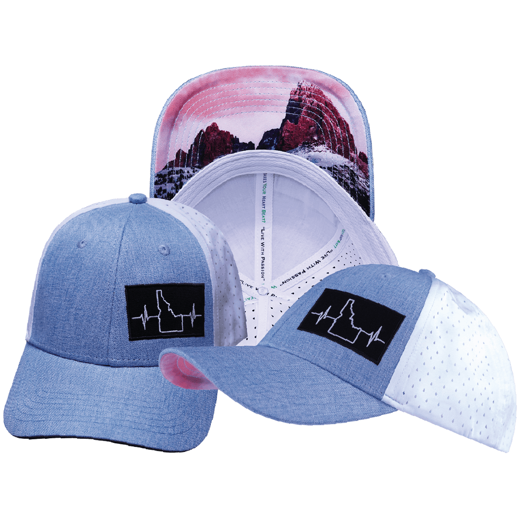 Idaho Hat - Low Profile - Ponytail - Light Blue / White - Laser Mesh