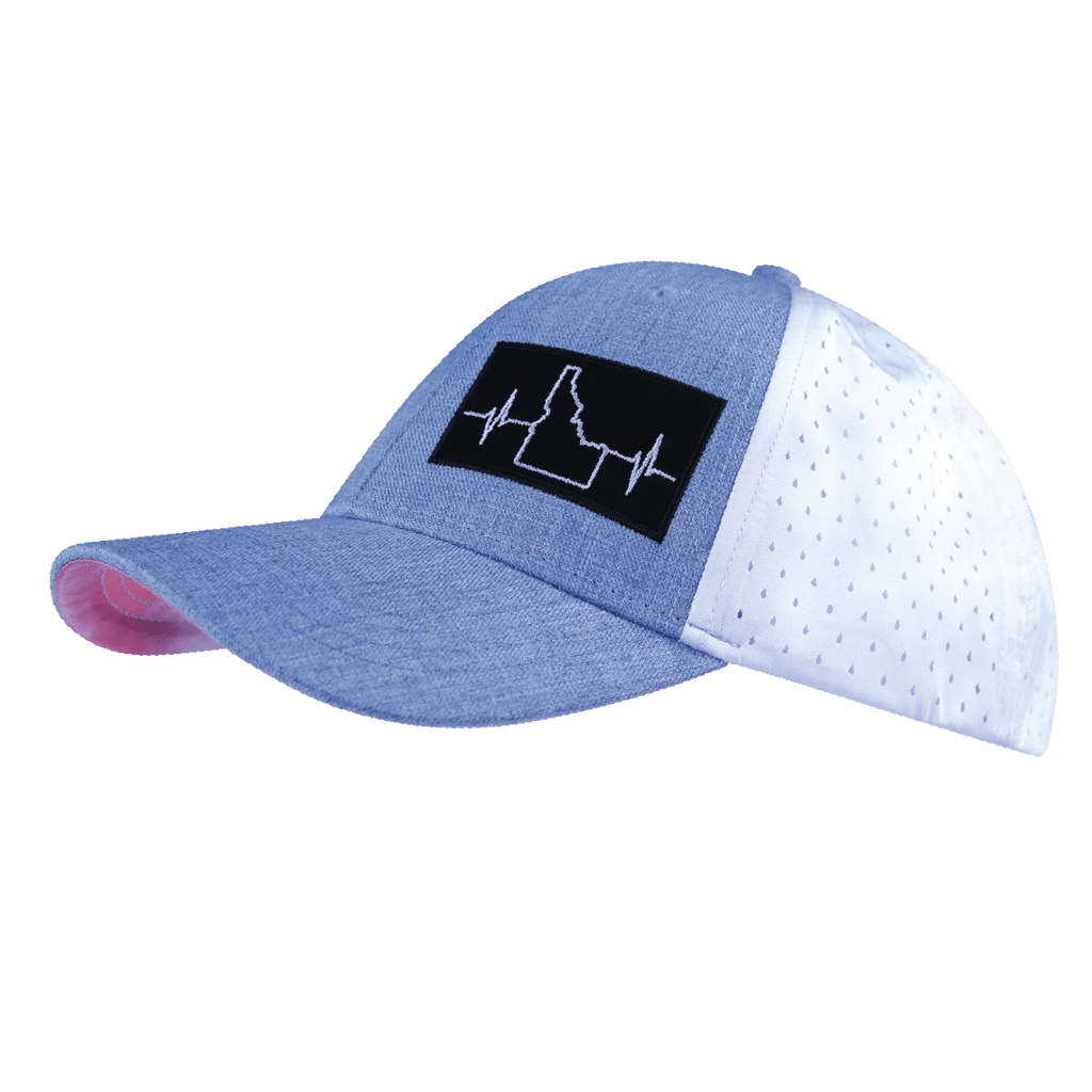 Idaho Hat - Low Profile - Ponytail - Light Blue / White - Laser Mesh