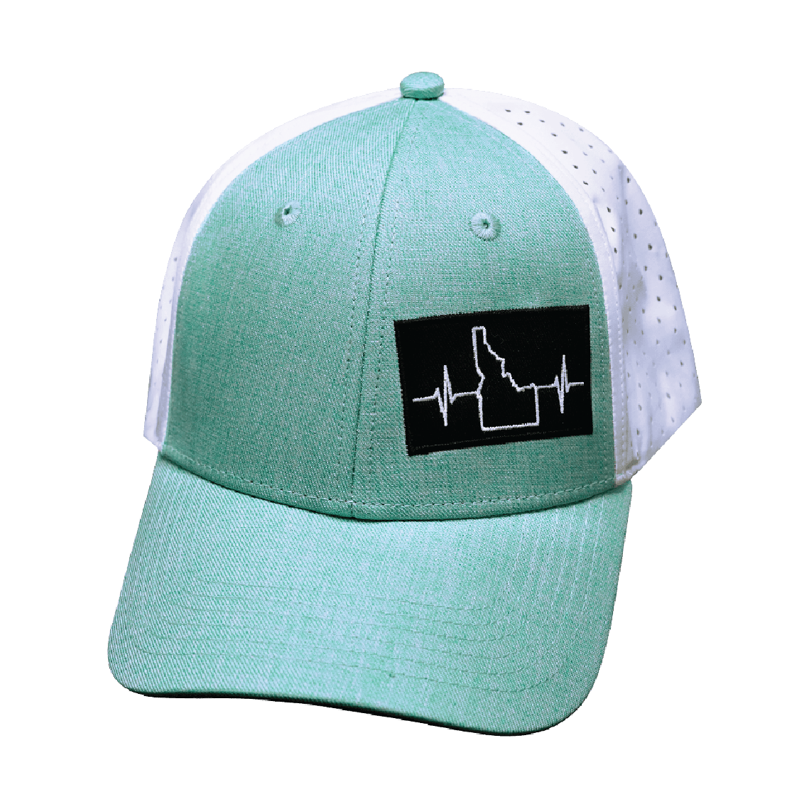 Idaho Hat - Low Profile - Ponytail - Teal / White - Laser Mesh