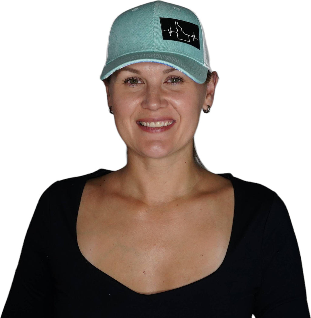 Idaho Hat - Low Profile - Ponytail - Teal / White - Laser Mesh