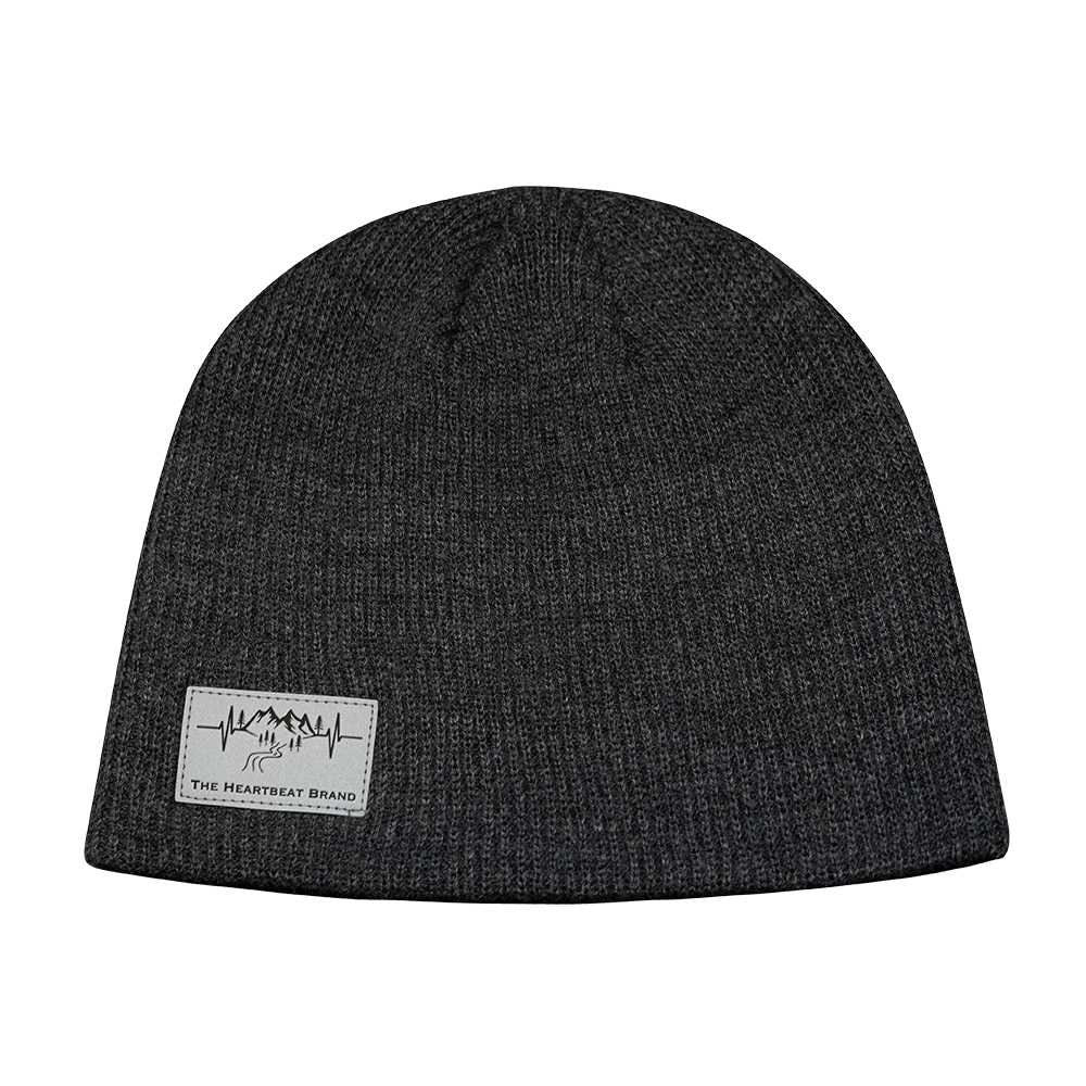 Mountains Beanie - No Cuff - Charcoal