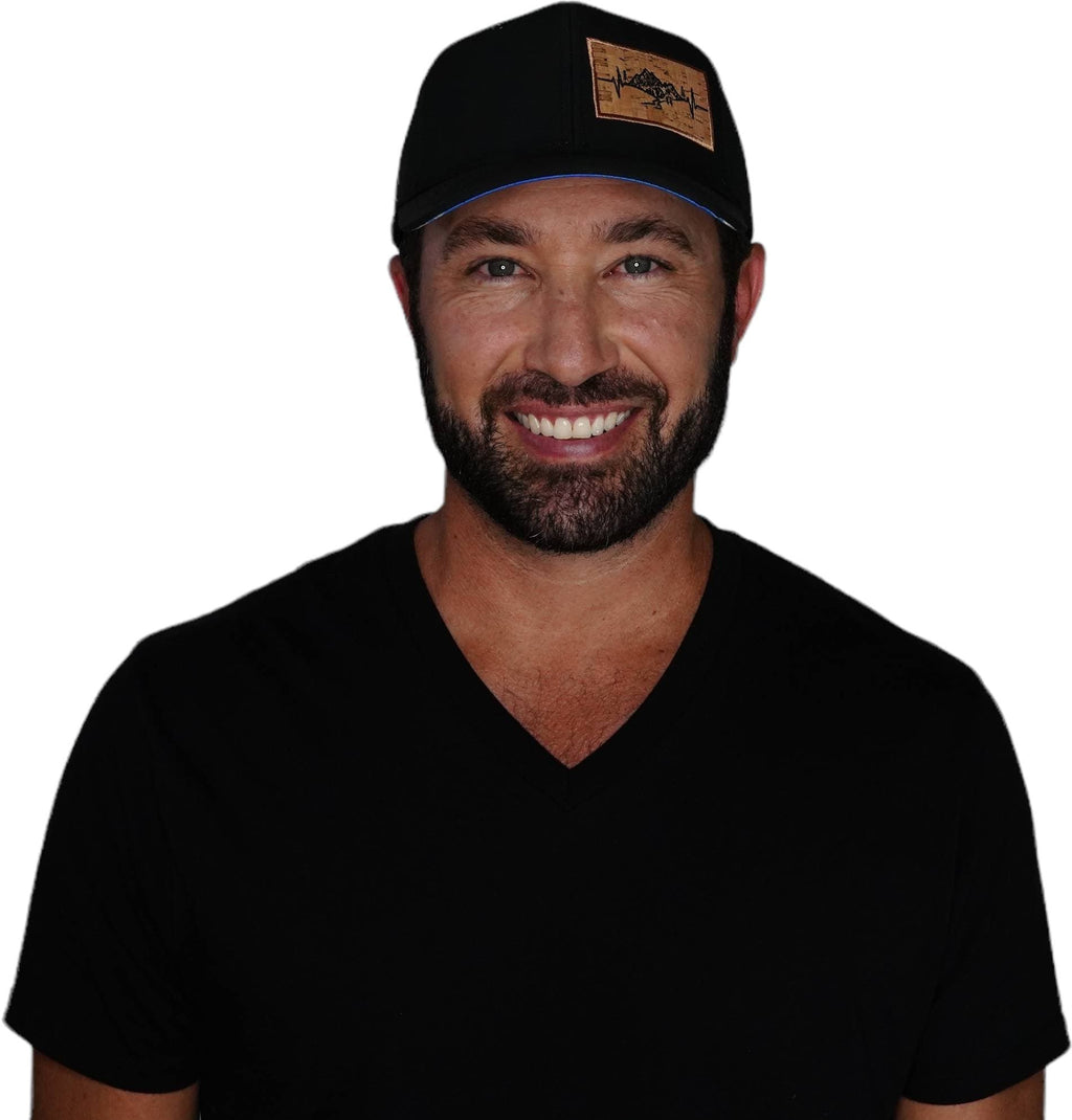 Mountains Hat - Baseball Hat Fit - Black - Laser Mesh