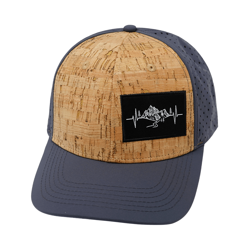 Mountains Hat - Baseball Hat Fit - Cork - Charcoal - Laser Mesh