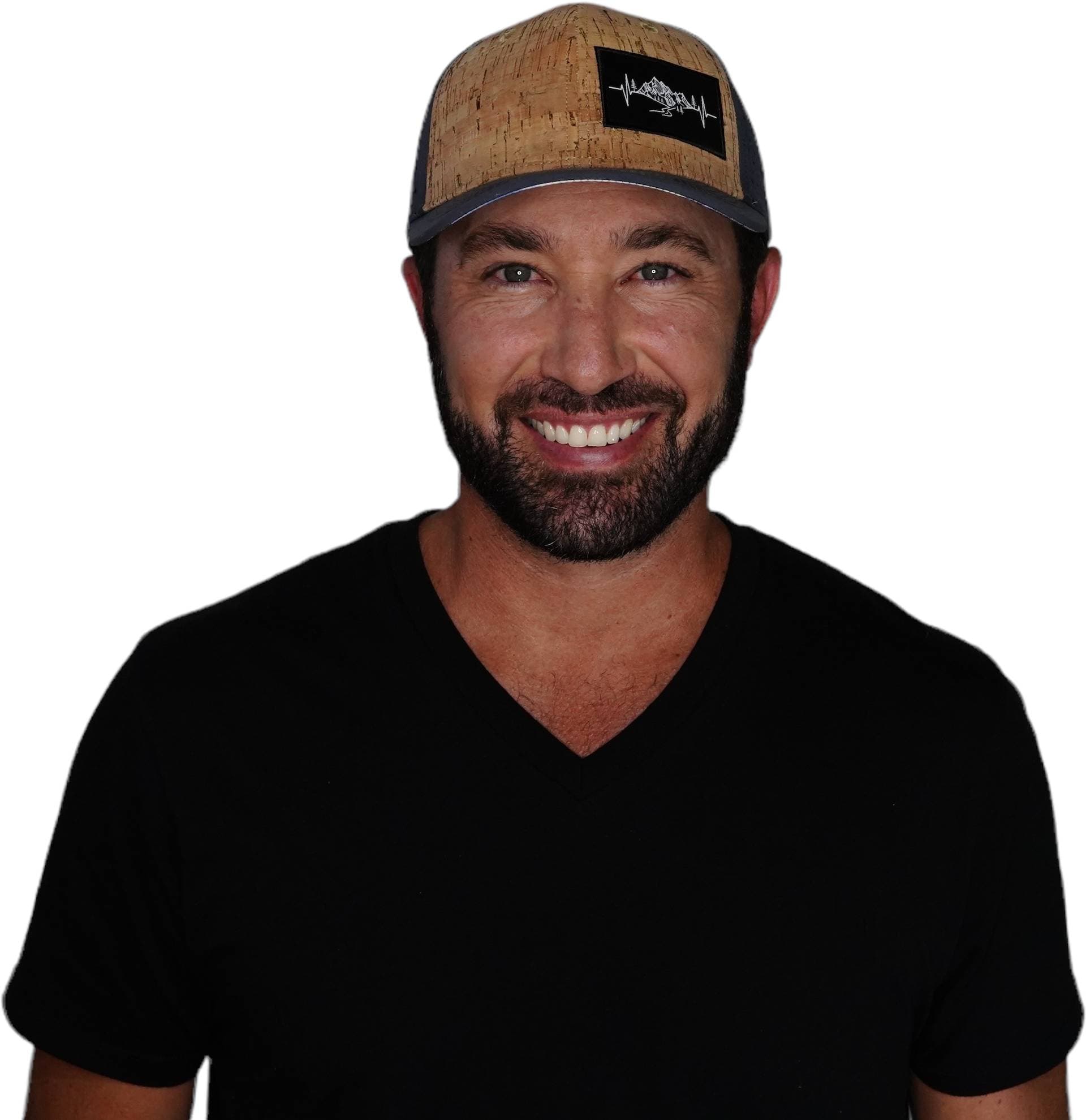 Mountains Hat - Baseball Hat Fit - Cork - Charcoal - Laser Mesh