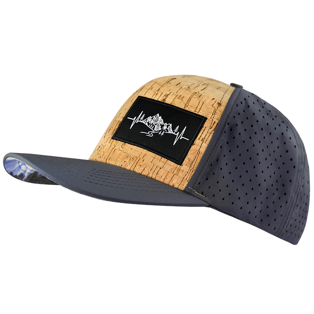 Mountains Hat - Baseball Hat Fit - Cork - Charcoal - Laser Mesh