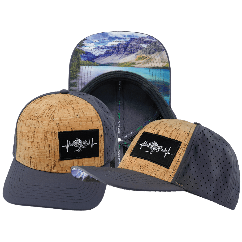 Mountains Hat - Baseball Hat Fit - Cork - Charcoal - Laser Mesh