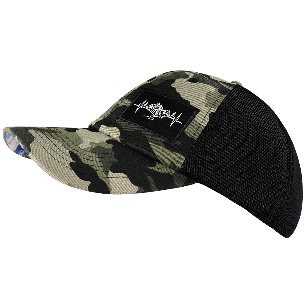 Mountains Hat - Dad Hat - Camo / Black - Soft Trucker Mesh