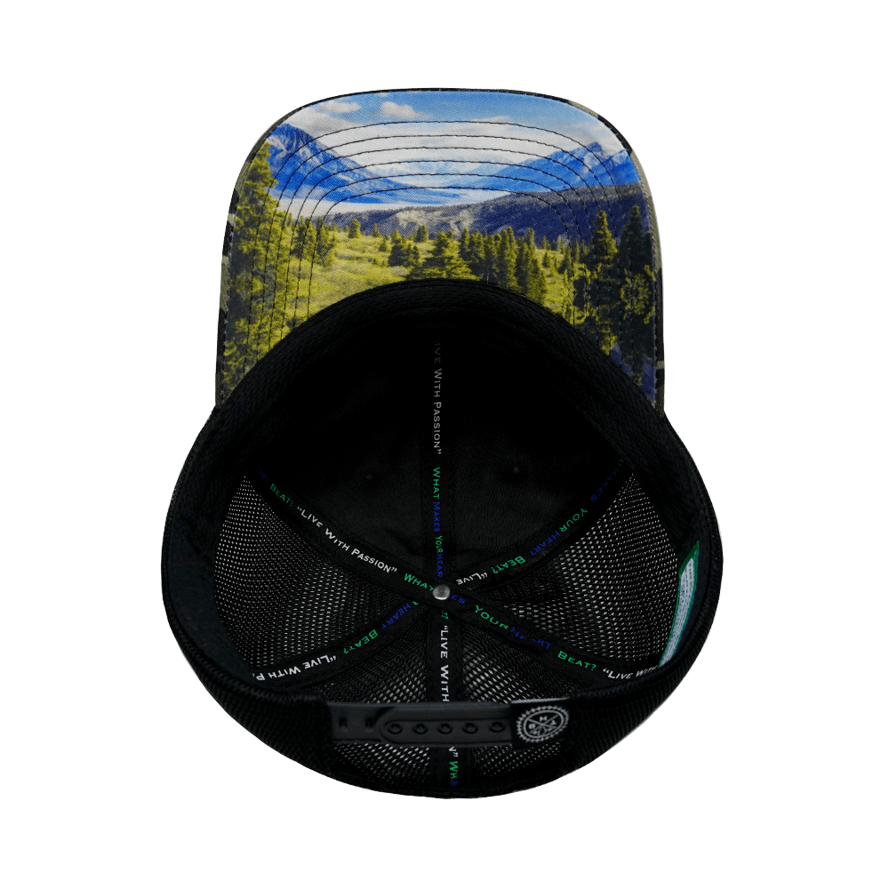 Mountains Hat - Dad Hat - Camo / Black - Soft Trucker Mesh