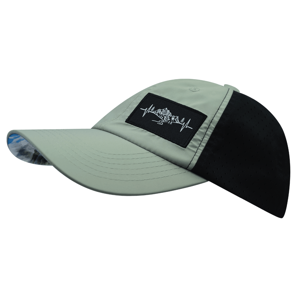 Mountains Hat - Dad Hat - Green / Black - Laser Mesh