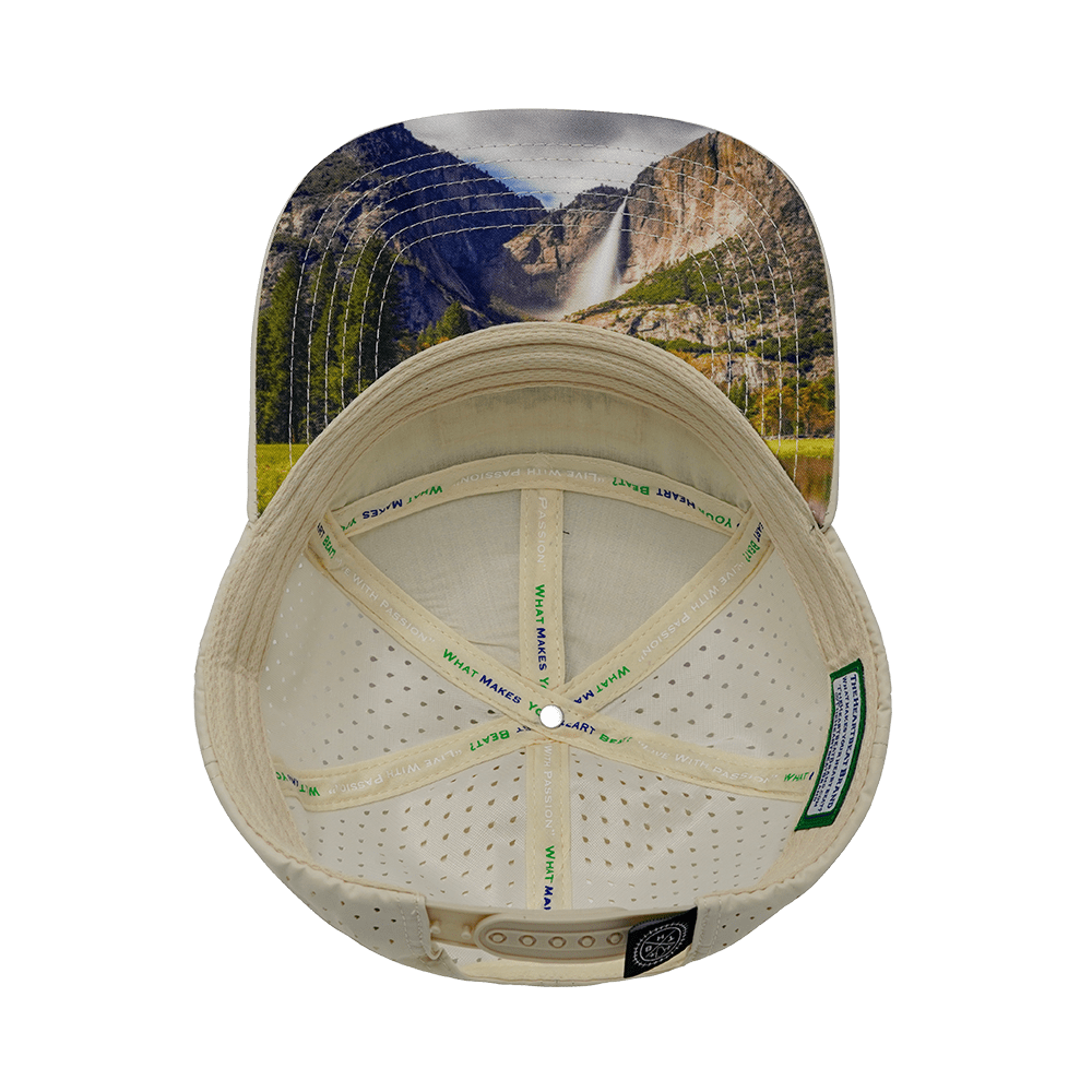 Mountains Hat - Flat Bill - Cream / Black / Charcoal - Laser Mesh