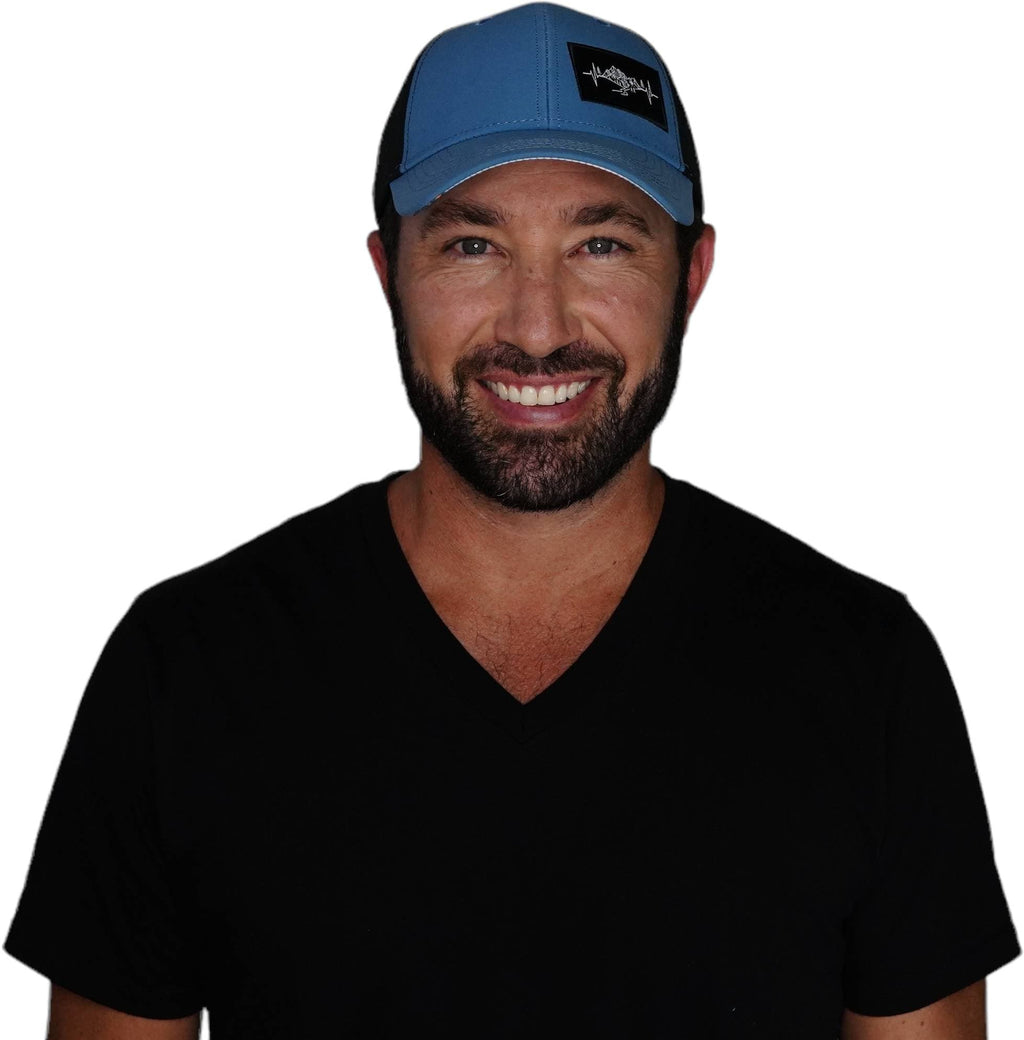 Mountains Hat - Low Profile - Ponytail - Blue / Black - Laser Mesh