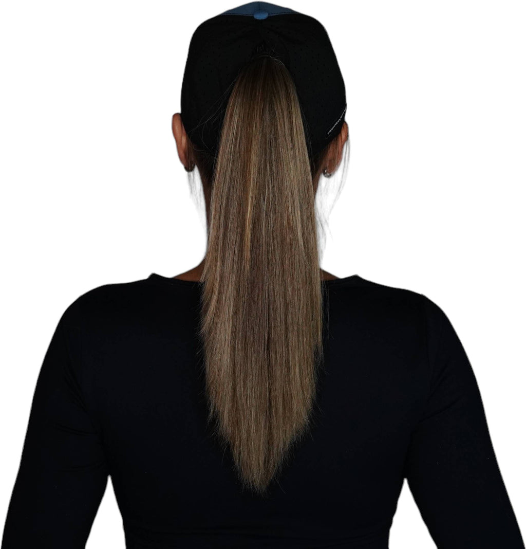Mountains Hat - Low Profile - Ponytail - Blue / Black - Laser Mesh