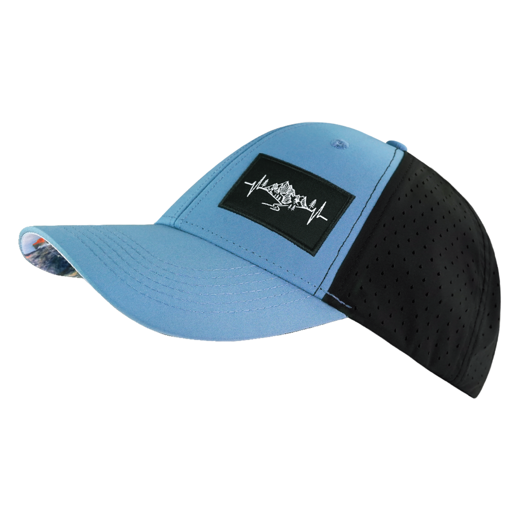 Mountains Hat - Low Profile - Ponytail - Blue / Black - Laser Mesh