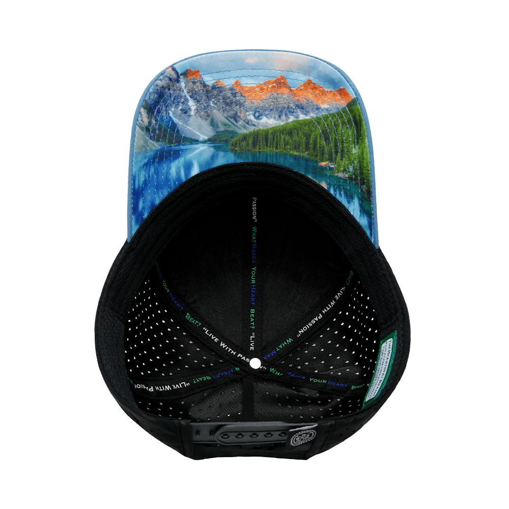 Mountains Hat - Low Profile - Ponytail - Blue / Black - Laser Mesh
