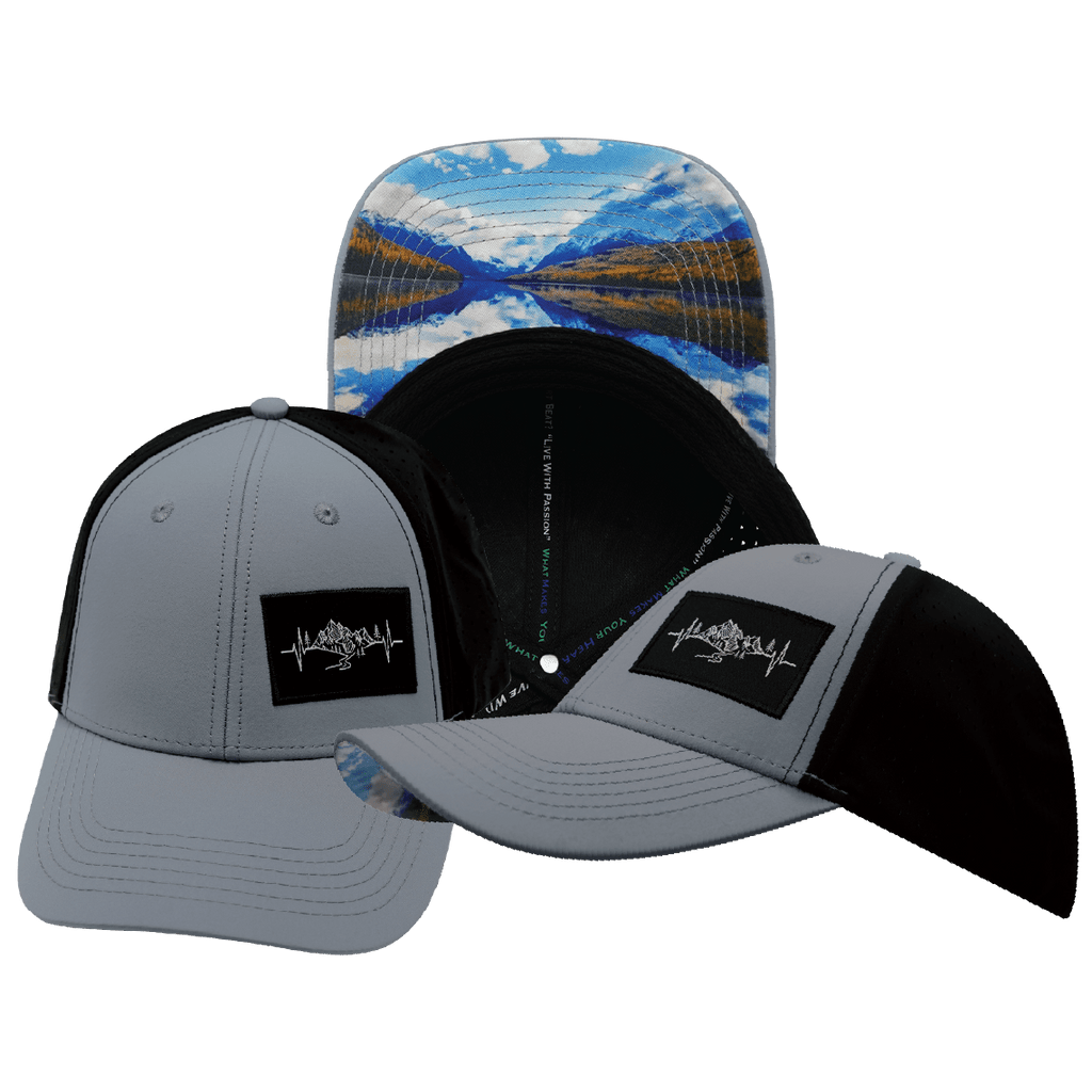 Mountains Hat - Low Profile - Ponytail - Gray Blue / Black - Laser Mesh