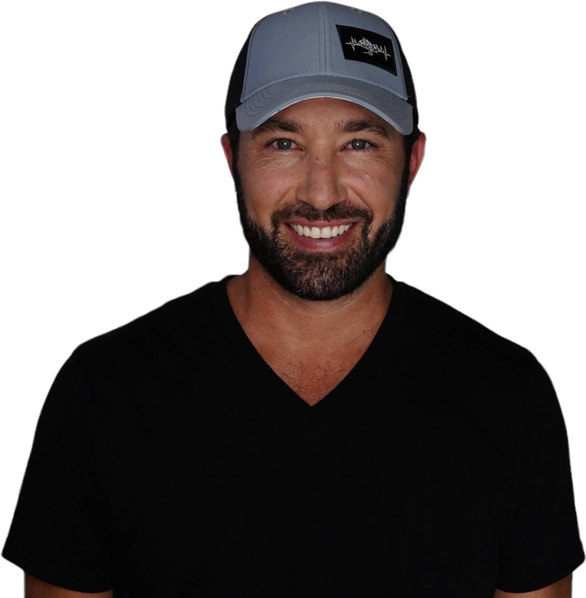 Mountains Hat - Low Profile - Ponytail - Gray Blue / Black - Laser Mesh