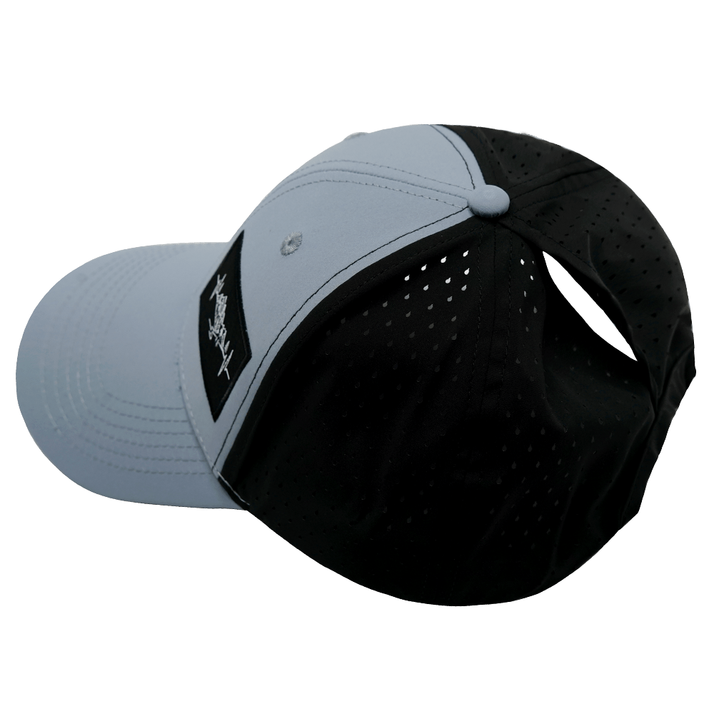 Mountains Hat - Low Profile - Ponytail - Gray Blue / Black - Laser Mesh