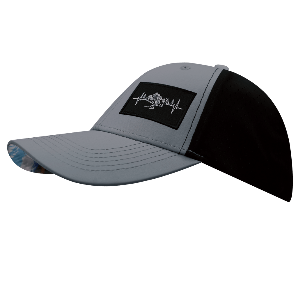Mountains Hat - Low Profile - Ponytail - Gray Blue / Black - Laser Mesh