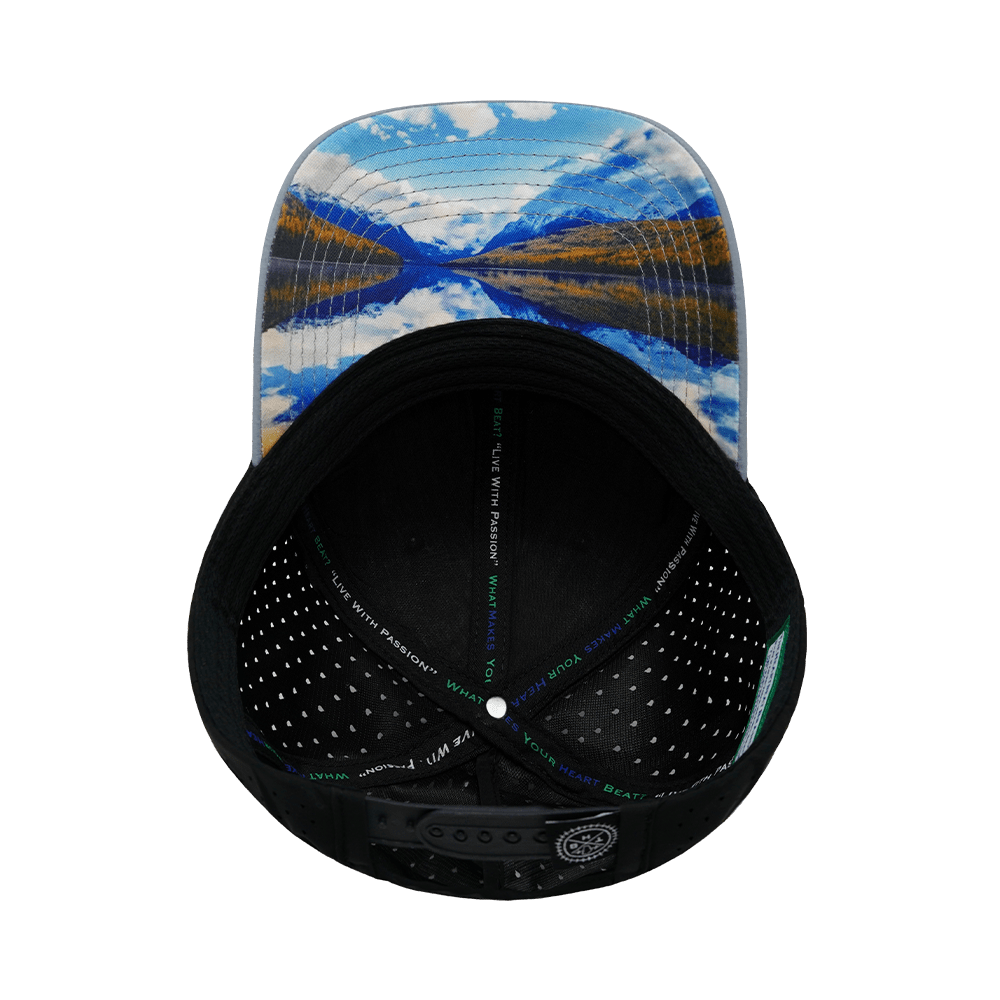 Mountains Hat - Low Profile - Ponytail - Gray Blue / Black - Laser Mesh