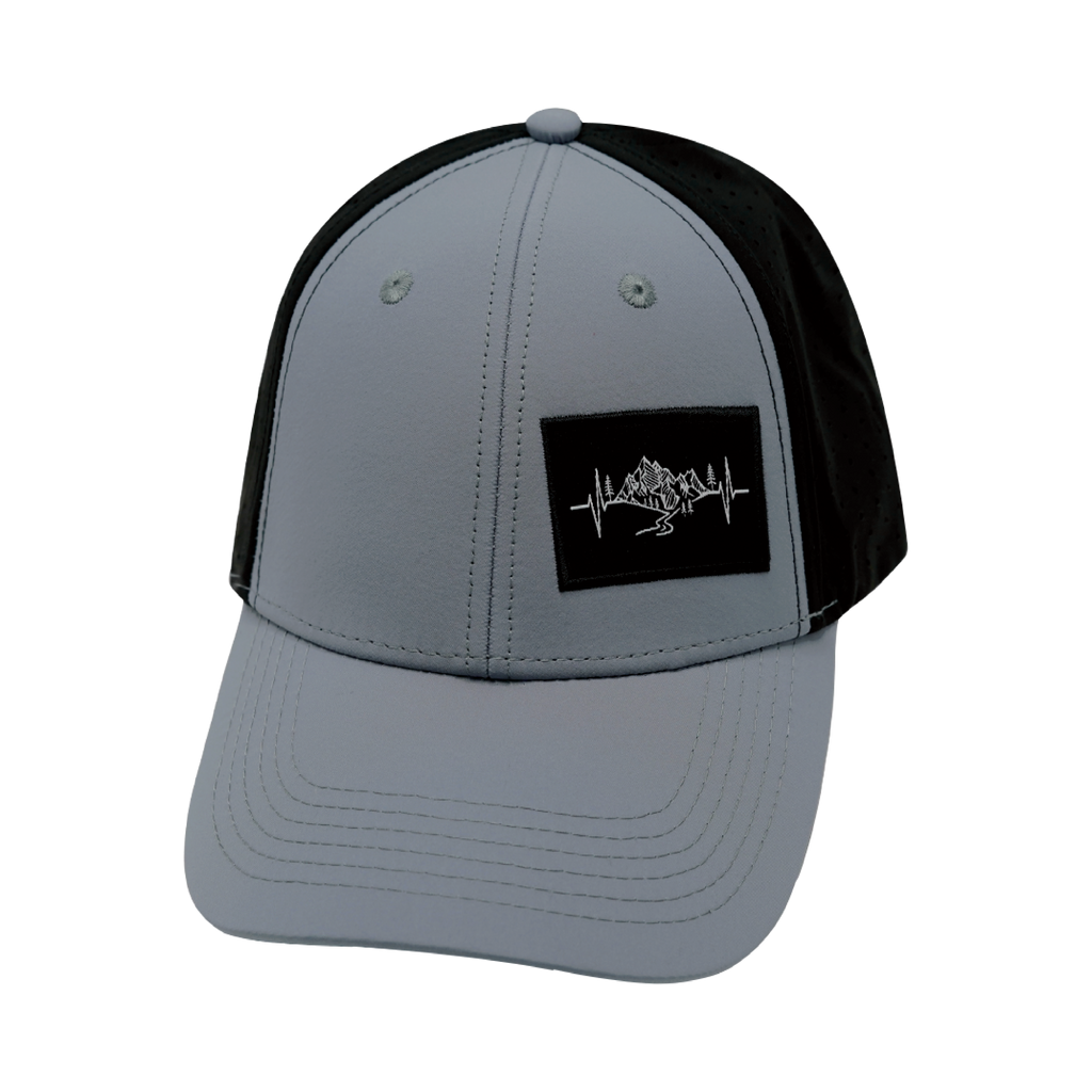 Mountains Hat - Low Profile - Ponytail - Gray Blue / Black - Laser Mesh