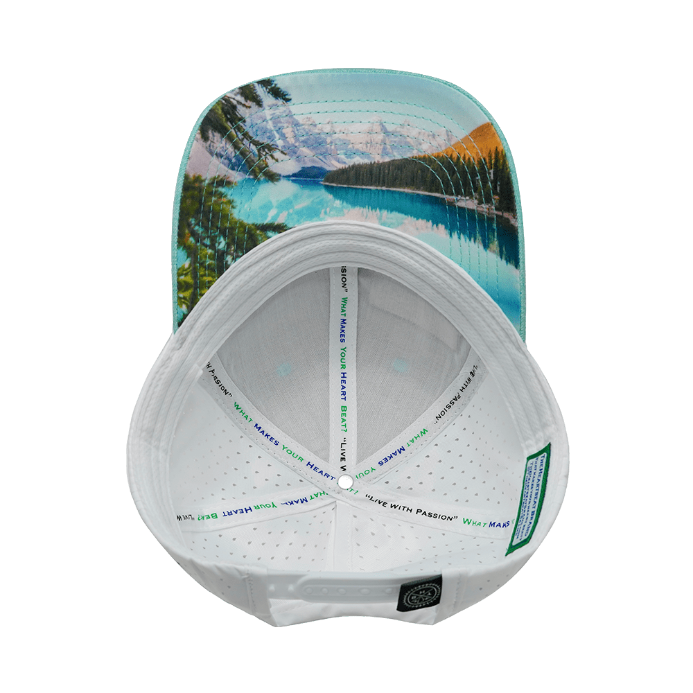 Mountains Hat - Low Profile - Ponytail - Teal / White - Laser Mesh