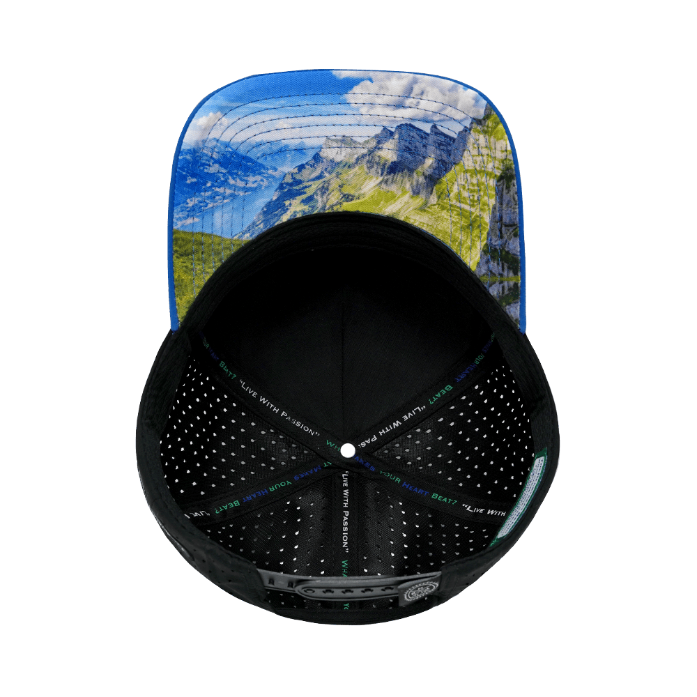 Mountains Hat - Trucker Hat - Royal Blue / Black - Laser Mesh