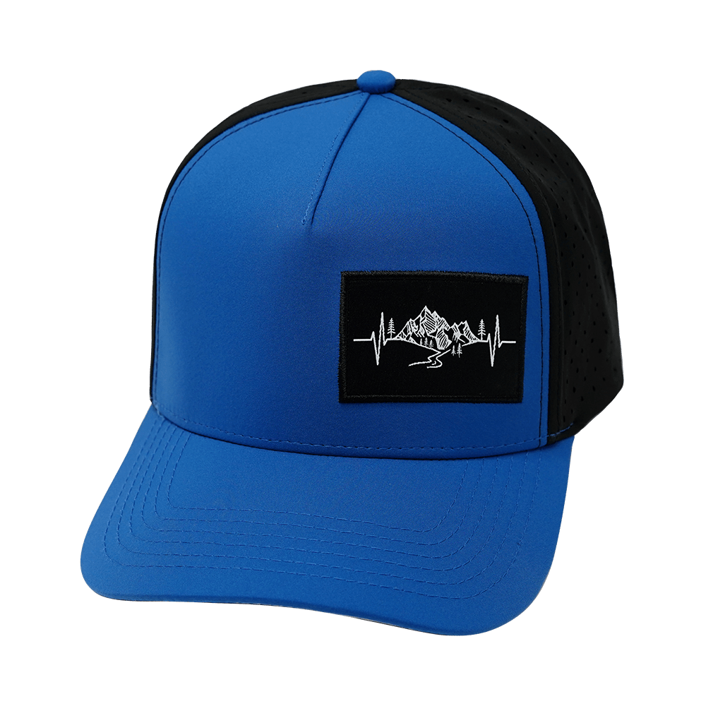 Mountains Hat - Trucker Hat - Royal Blue / Black - Laser Mesh