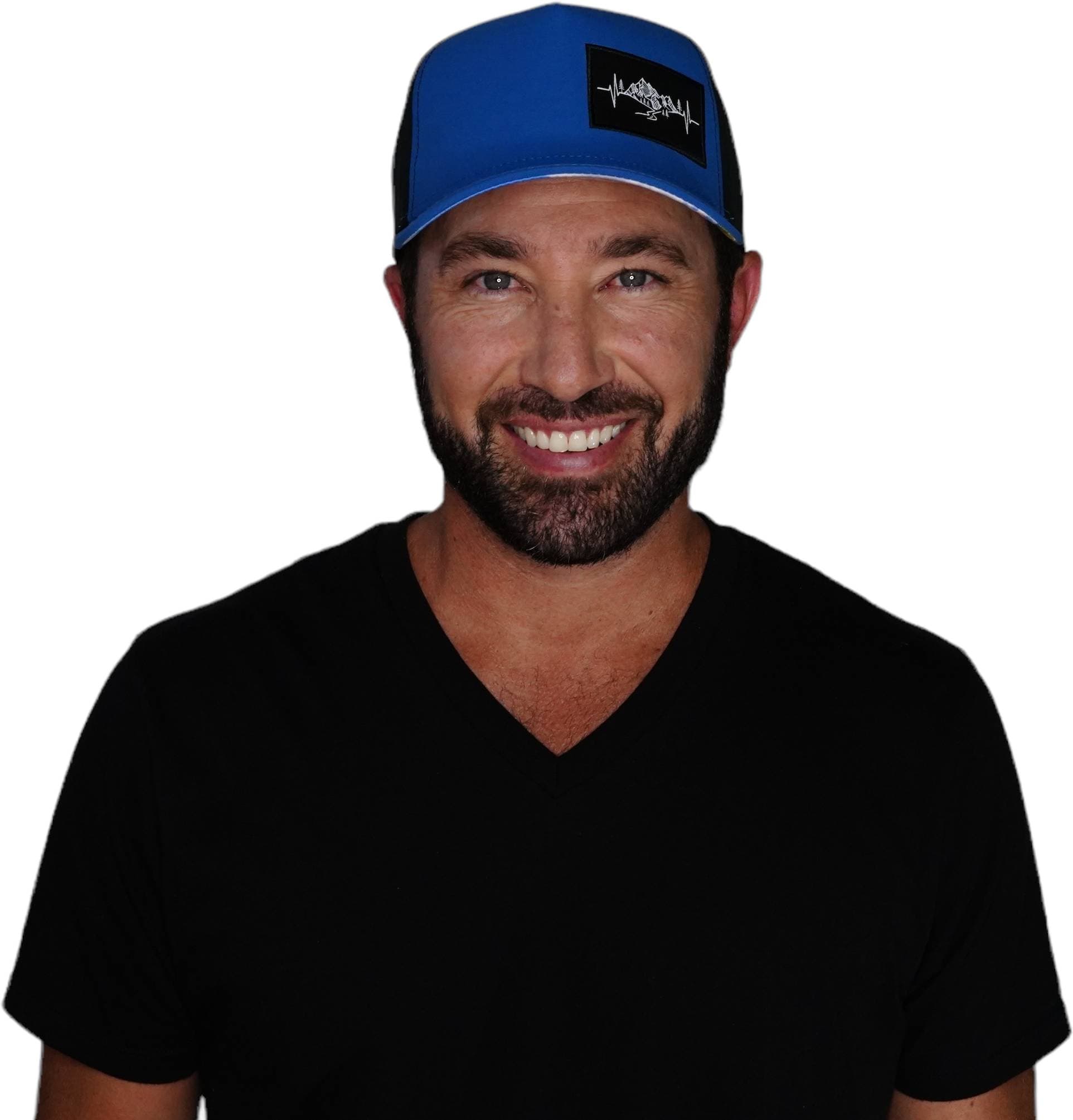 Mountains Hat - Trucker Hat - Royal Blue / Black - Laser Mesh