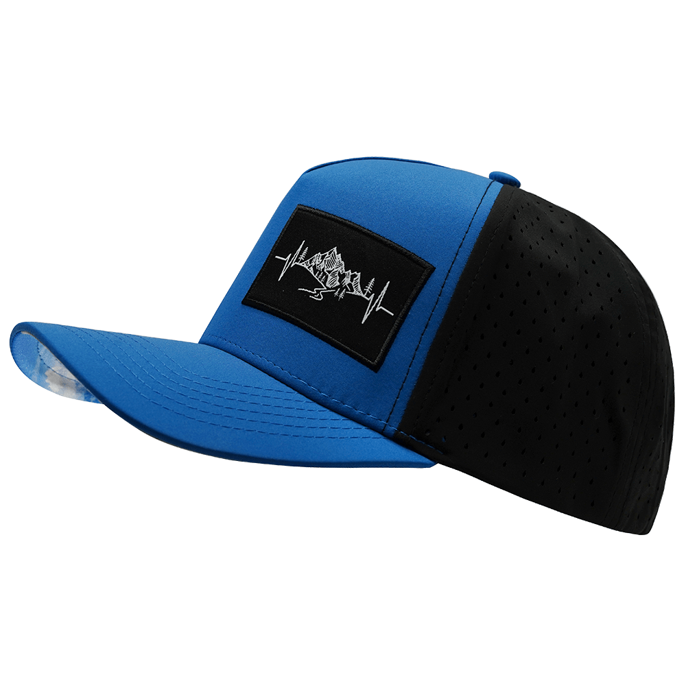 Mountains Hat - Trucker Hat - Royal Blue / Black - Laser Mesh