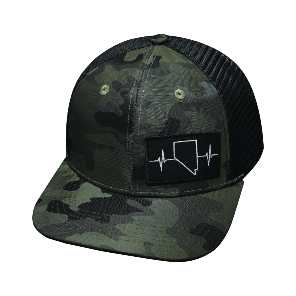 Nevada Hat - Baseball Hat - Green Camo / Black - Trucker Mesh