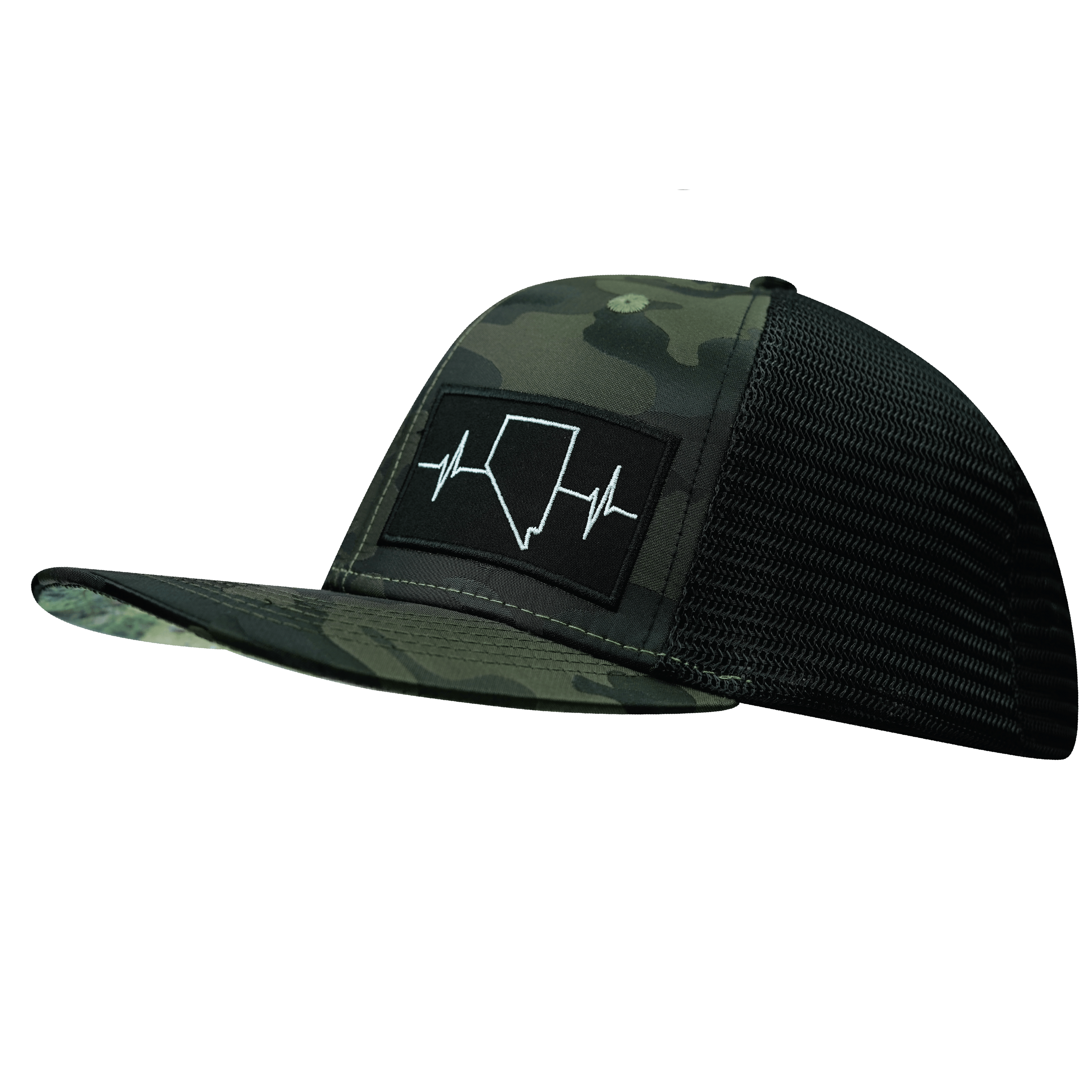 Nevada Hat - Baseball Hat - Green Camo / Black - Trucker Mesh
