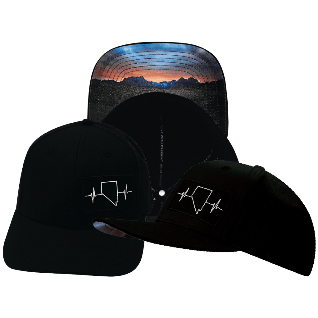 Nevada Hat - Baseball Hat Fit - Black - Laser Mesh