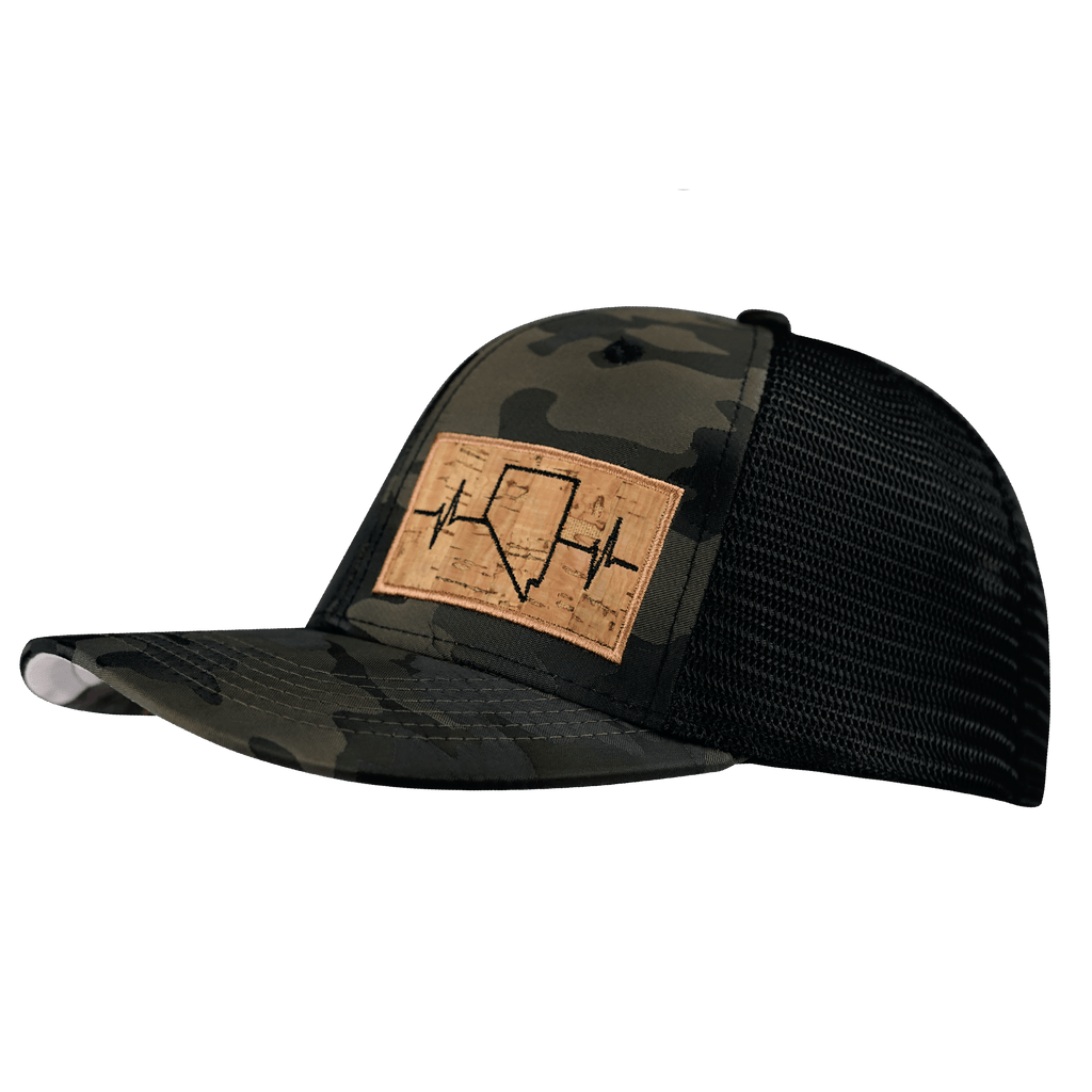 Nevada Hat - Baseball Hat - Tan Camo / Black - Trucker Mesh