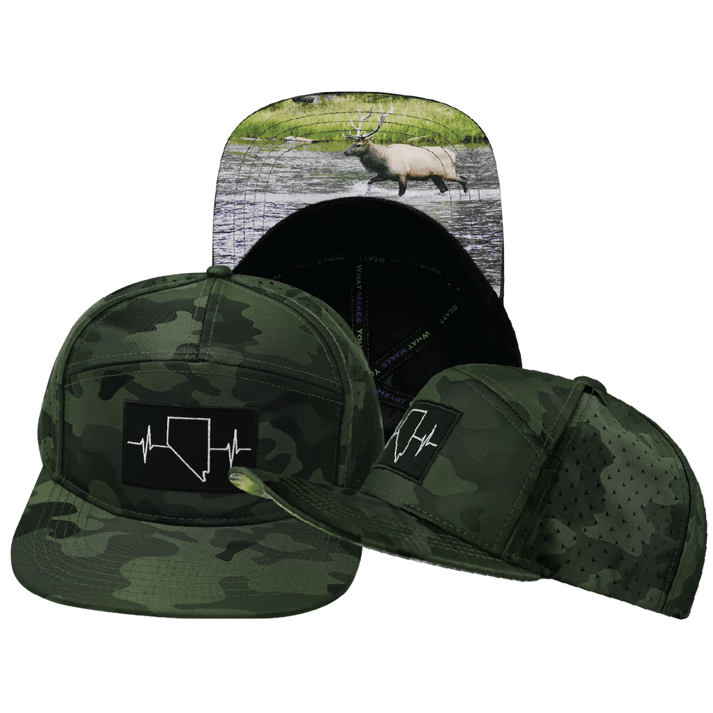 Nevada Hat - Flat Bill - Green Camo - Laser Mesh