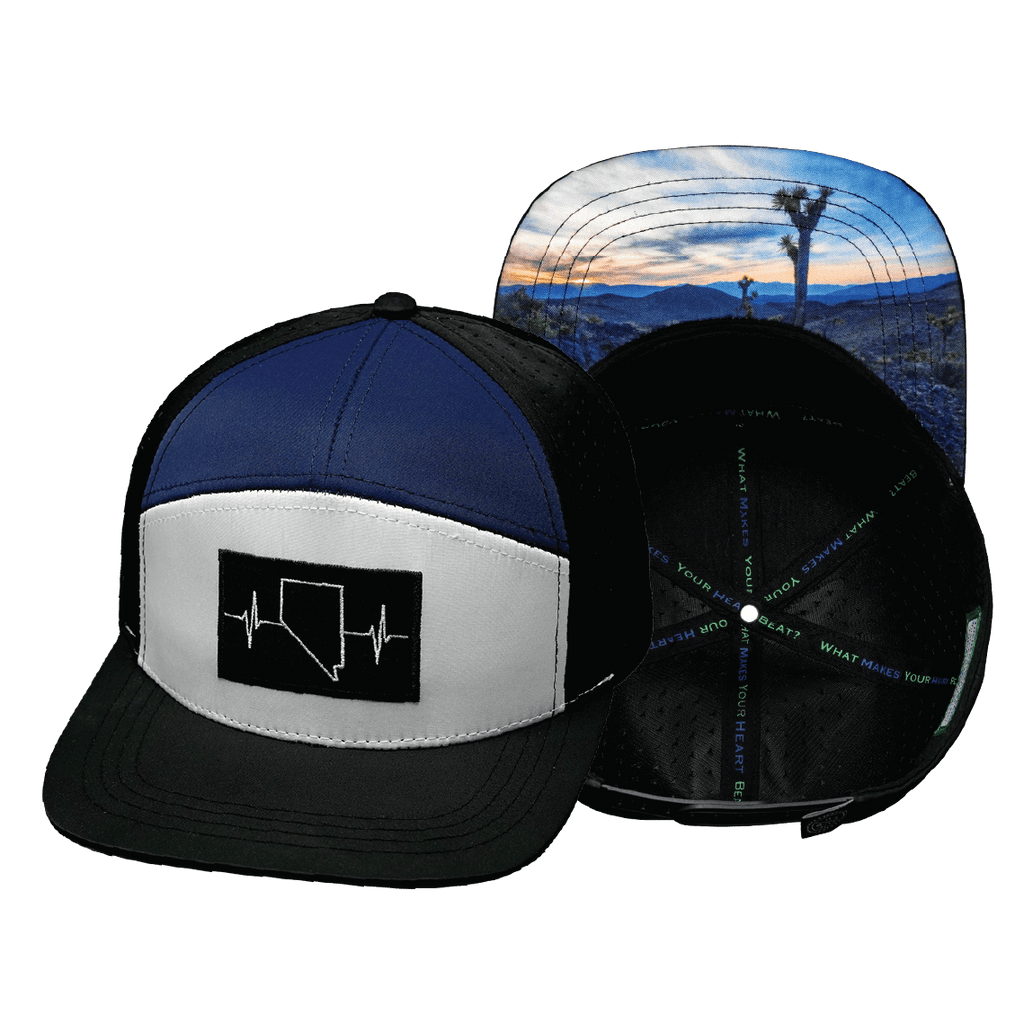 Nevada Hat - Flat Bill - Black / White / Navy - Laser Mesh