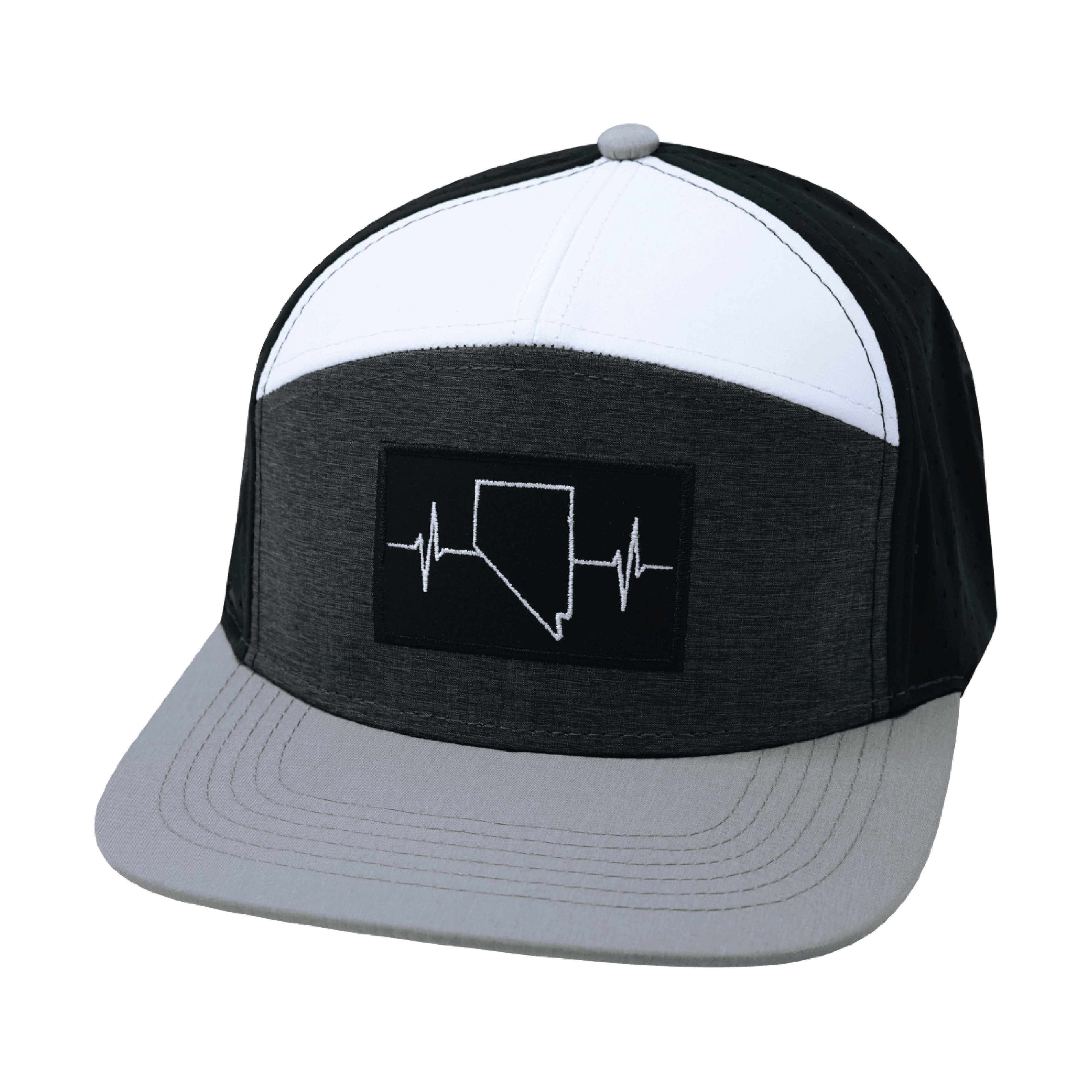 Nevada Hat - Flat Bill - Gray / Charcoal / White / Black - Laser Mesh