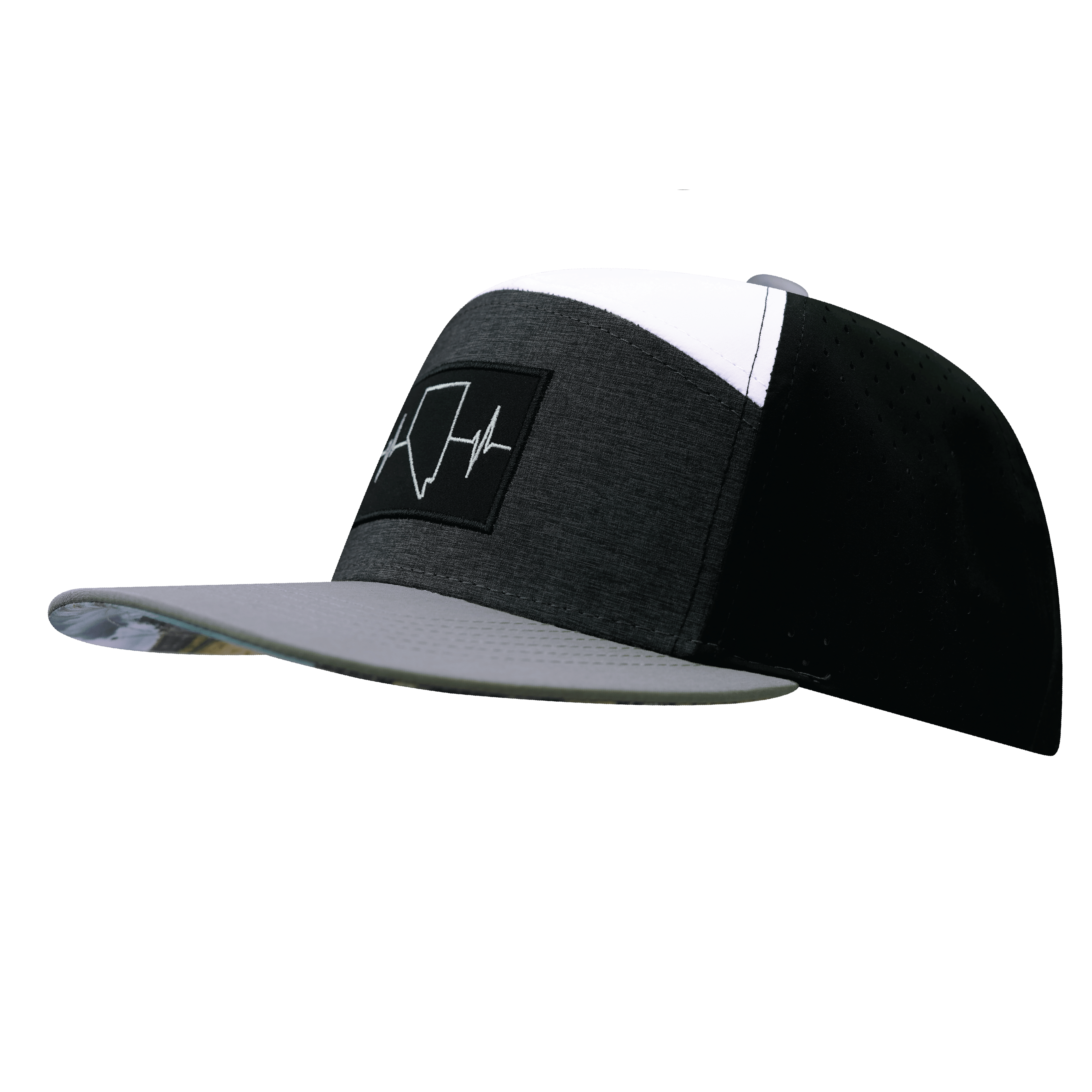 Nevada Hat - Flat Bill - Gray / Charcoal / White / Black - Laser Mesh