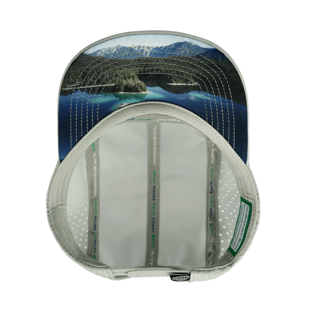 Paddle Board Hat - 5 Panel - Gray / Navy - Laser Mesh