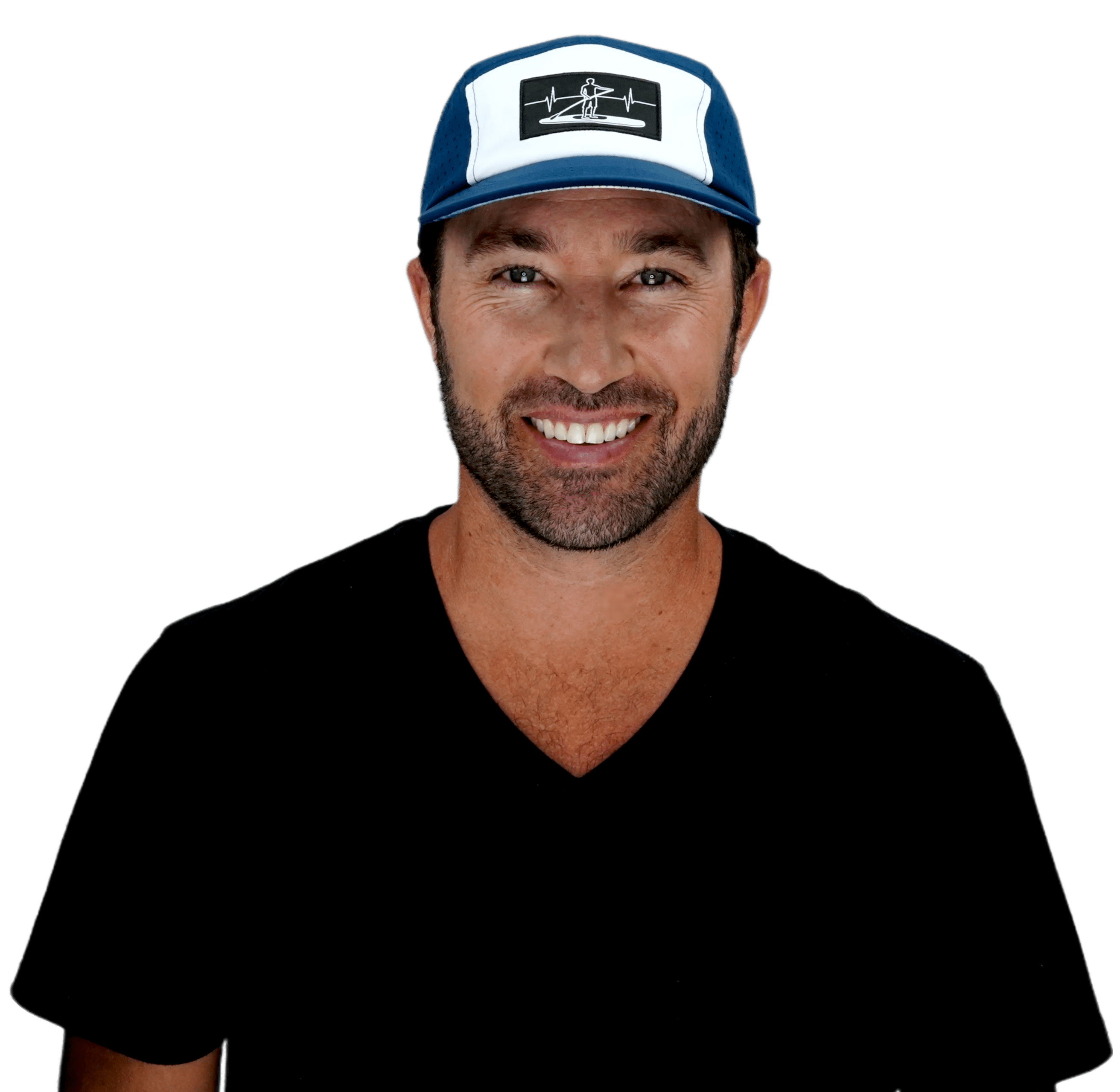 Paddle Board Hat - 5 Panel - Navy / White - Laser Mesh