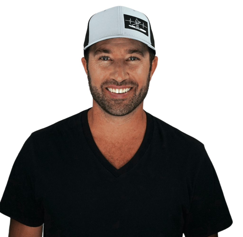 Paddle Board Hat - Baseball Hat Fit - Gray / Black - Laser Mesh