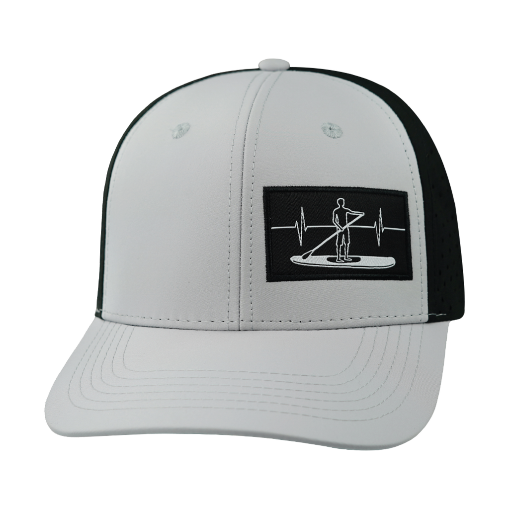 Paddle Board Hat - Baseball Hat Fit - Gray / Black - Laser Mesh